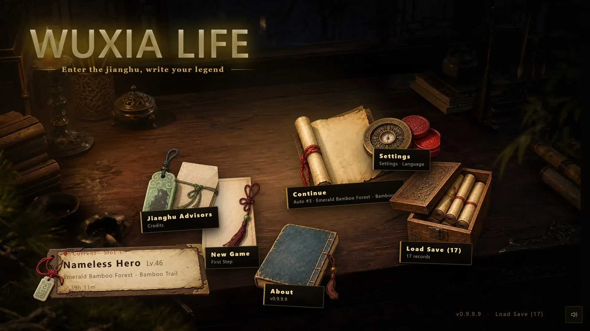 Title screen & main menu (v0.9.9.9)
