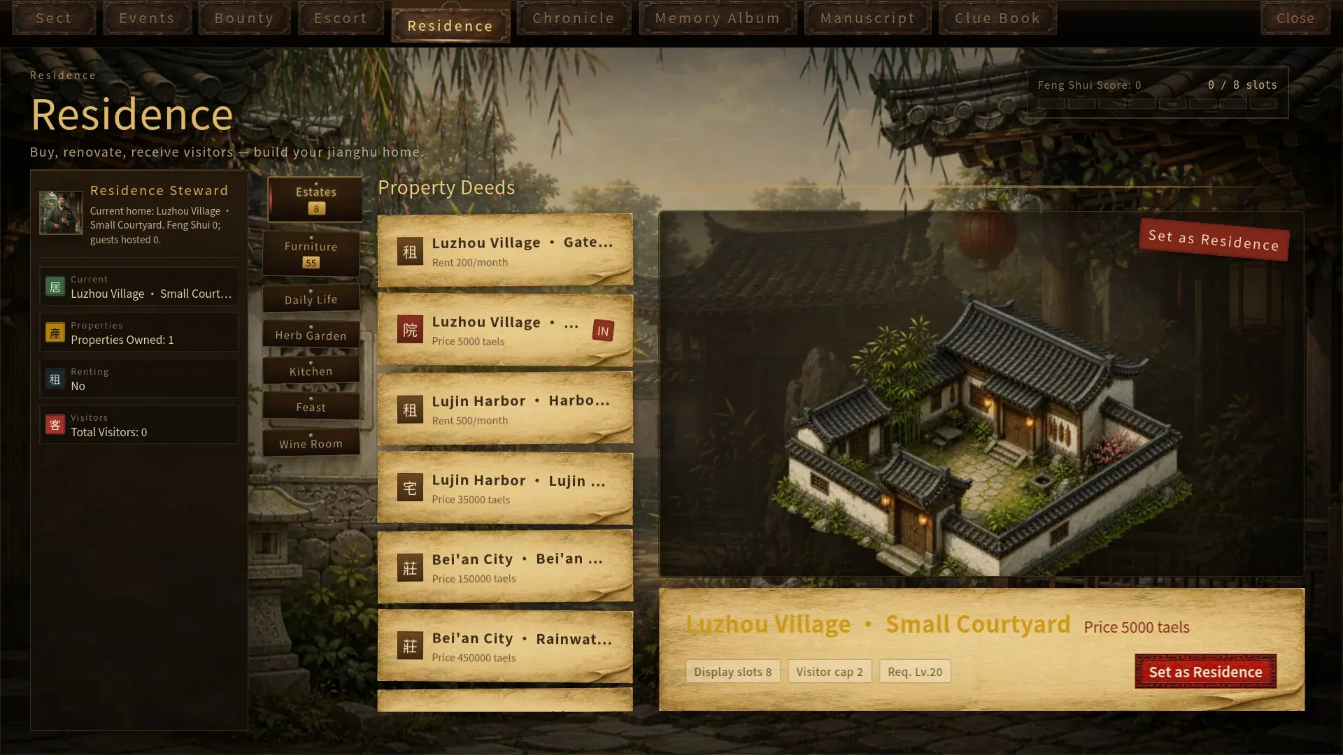Residence system: buy, renovate, receive visitors