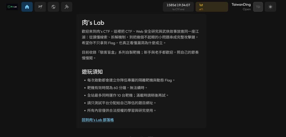 肉's Lab 從今天起，有自己的 CTF 了
